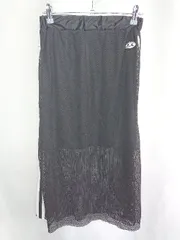 ◇ ⊂ repipi armario ロゴ刺<!-利用不可文字-!> レイヤード キッズ 膝丈 タイト スカート サイズM ブラック ホワイト 女の子 E  【1408220060740】