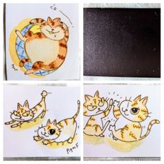ねこ猫ハンドメイド♡ごんみるてんくり「おやじみる＆くらべっこ」マグネットシート