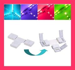 【スタッフおすすめ！】LEDテープライトT型コネクタ 4ピン 10mm幅 ledテープコネクタ Tタイプコーナーコネクタ テープ装飾直角スナ ップコネクタ RGB用 SMD5050 ledストリップライト コネクタ テープと簡単接続、半田付