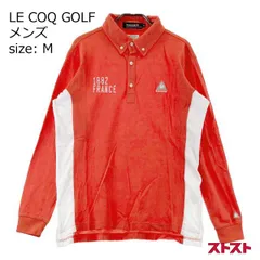 LE COQ GOLF ルコックゴルフ 長袖ポロシャツ ボタンダウン オレンジ系 M [240101148357]#