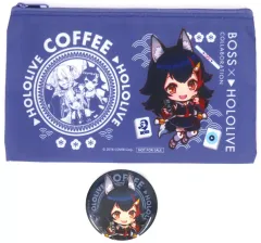 【中古】グッズセット 大神ミオ 缶バッジ＆ポーチ 「BOSS×Mリーグ・バーチャルYouTuber ホロライブコラボキャンペーン」 対象商品購入特典