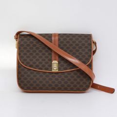【CELINE セリーヌ】マカダム ショルダーバッグ ブラウン ゴールド金具 M07