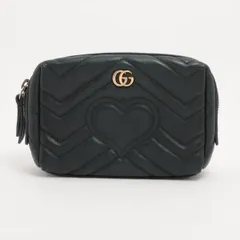 GUCCI グッチ GGマーモント 476165 ハート レザー ポーチ ブラック イタリア製