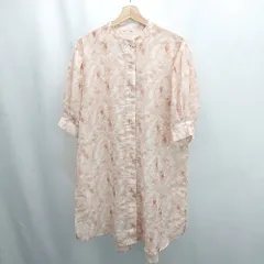 ◇ ⊂ w closet ダブルクローゼット タイダイ柄 半袖 スタンドカラーブラウスシャツ サイズF オレンジ系 レディース E  【1506230025312】