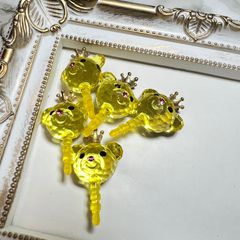 クマ 5個セット イエロー スマホ ピアス スマピ イヤフォンジャック