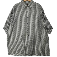 BRUNO 90's/90年代 シルクシャツ 総柄 DESIGNED IN ITALY 半袖 シャツ ボタンダウン オーバーサイズ ビックシルエット china　2X/BIG ホワイト グレーのサムネイル