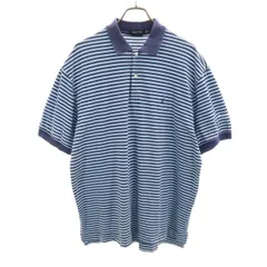 NAUTICA ノーティカ ボーダー柄 半袖 ポロシャツ XL ブルー系 メンズ 古着