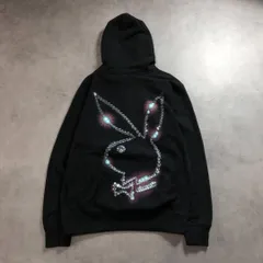 GQ1438◇PLEASURES :  PLAYBOY ICY HOODIE◇L◇黒 プレジャーズ プレイボーイ アイスロゴ スウェットプルオーバーパーカーのサムネイル