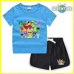 スプランキー sprunki 半袖Tシャツ トップス セットアップ上下セット夏パジャマ インクレディブル ゲーム 110 120 130 140 150 子供服キッズ服 spsuc130 FR