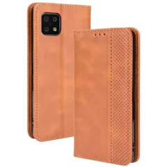 AQUOS sense6 ケース 手帳 SH-54B SHG05 センス6 チェック柄 合革 レトロ 手帳 ケース 【Color】 キャメル