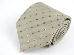 ヒルトン ブランドネクタイ ドット柄 シルク リネン イタリア製 メンズ ベージュ HILTON 【中古】