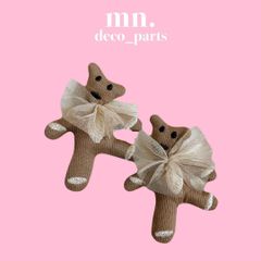 【1つ120円】ハンドメイド資材　ぬいぐるみ　パーツ　くま　リボン　ヘアパーツ