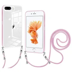 iPhone 7 Plus / 8 Plus 用 ケース クリア ショルダー iPhone7plus 8plus スマホケース 肩掛け 首かけ 斜めがけ ショルダー ケース 縄掛け カバー 透明 PC背面 TPUバンパー アイフォン7Plus 8Plus  1