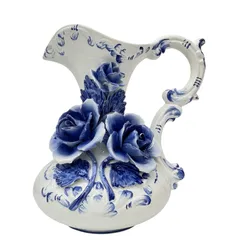 Demain ドマン イタリア製 花瓶 陶器 ブルーローズ 薔薇 インテリア Demain ドマン イタリア製 花瓶 陶器 ブルーローズ 薔薇 インテリア