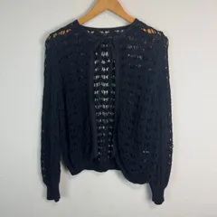 SHIPS any シップスエニィ シースルーニット カーディガン レディース フリーサイズ ブラック 古着 ストリート