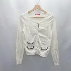 ◇ Θ Apuweiser-riche アプワイザー リッシェ ビジューボタン 長袖 カーディガン サイズ 2 ホワイト系 レディース E  【1412090066818】