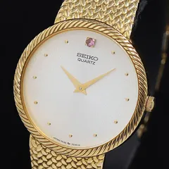 稼動 セイコー QZ ラウンド 7430-7010 石付 シルバー文字盤 レディース腕時計 SGN 2000000