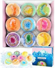 ＣｉｔｙＭｏｎa バスボム 9個 100g/枚 氷河の型 ギフトセット 詰め合わせ お風呂用 诞生日 プレゼント記念日 クリスマス バレンタインデー ギフトボックス付き(氷河(2),  100グラム (x 9))