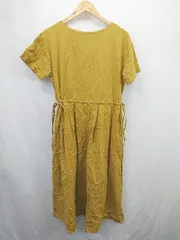 ◇ ⊂ chocol raffine robe ウエスト調節可能 半袖 膝下丈 ワンピース サイズF イエロー系 レディース E  【1506230021543】