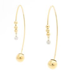 K18 アメリカンフックピアス ダイヤモンド 0.08ct 0.08ct イエローゴールド  仕上げ済 美品 ◆送料込◆質屋-10836