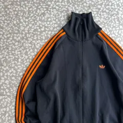 adidas / 80's ADS-4F track jacket L-XL相当【オールドアディダス、黒オレンジ】トラックジャケット古着ロゴ刺繍松村北斗L相当 小松菜奈　あいみょん