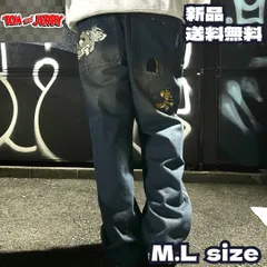 【TOM&JERRY×Sequenzコラボ BUDDIES刺繍デニムパンツ】トムとジェリー トムジェリ シークエンズ コラボアイテム デニム イージーパンツ 刺繍 ペアルック アメカジ ストリート カジュアル アニメ 24170900 ネイビー 送料無料のサムネイル