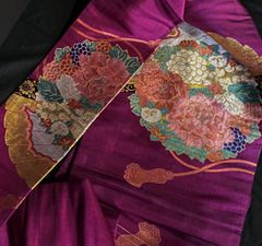 メルカリShops - 〈桜色の牡丹の袋帯〉織り出し 銀糸 アンティーク風 気品