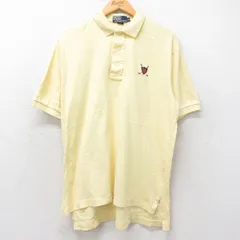 XL/古着 ラルフローレン 半袖 ブランド ポロ シャツ メンズ 90s ワンポイントロゴ ゴルフ 大きいサイズ コットン 薄黄 イエロー 25jun19 中