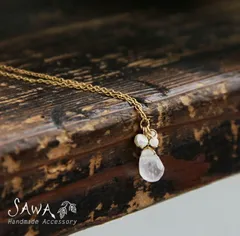 【新品】【SAWA サワ】ローズ クォーツ の ネックレス (14k-n-11)