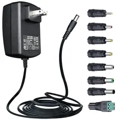 【新品】 [PSE認証]ANLINK 12V 3A/3000mA 電源アダプター、AC 100-240V 50/60HzからDC 12V 3A/3000mA 36W 5.5x2.1mm壁充電器、交換可能な8つのチップ付き、センタープラス、1.8M 20AW 0