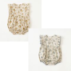 新品　Little s.t. by s.t.closet(リトルエスティーバイエスティクローゼット)　花柄ロンパース 70cm  ロンパース　ベージュ　ブルー　花柄　ベビー　女の子　子供服