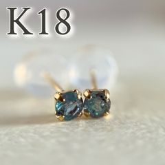 K18 天然石アレキサンドライト ピアス ラウンド 希少 レア