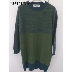 ◇ BEAMS LIGHTS ビームス ライツ チェック 長袖 ミニ ニット ワンピース サイズ38 カーキ ネイビー レディース  【中古】 【1201270004920】