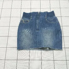 ◇ ⊂ GYDA ジェイダ フリンジ加工 ミニ丈 台形 ツインジップデニムスカート サイズS ブルー系 レディース E  【1508260030304】
