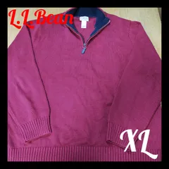 訳あり　L.L.Bean 　ハーフジップニット　赤　XL 　古着　アメカジ　○