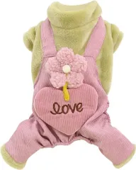 犬猫用春秋冬服 小中型犬服 可愛いペット服 人気 猫服 犬洋服秋冬 防寒 柔らかい 温かい お散歩 お出かけ 部屋着に 小中型犬 ( グリーン )