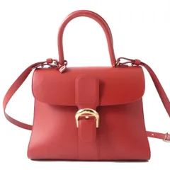 極美品◎DELVAUX デルヴォー Brillant ブリヨン MM 2WAY ハンド/ショルダーバッグ ボックスカーフ スカーレットレッド ゴールド金具 箱・袋のサムネイル