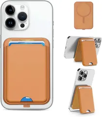 SHANSHUI Magsafeカードケース スマホスタンド MagSafe対応ウォレット 調節可能なスタンド カード4枚収納可能 脱着簡単 片手操作便利 iPhone 16/15 ＆14 ＆13 12シリーズ対応(「4枚カード収納」ブラウン)