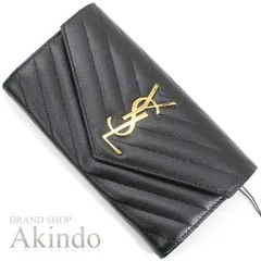 【新品】サンローラン YSL 二つ折り長財布 モノグラム カサンドラ マトラッセ ラージフラップウォレット 黒 ブラック ゴールド金具 レザー 本革 372264 AAA44 1000 レディース ロングウォレット SAINT LAURENT ブランド