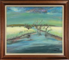 木島務 1989年 絵画 油絵 川