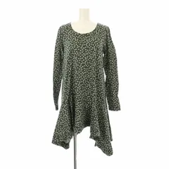 ズッカ zucca ワンピース ミニ 花柄 長袖 フレア M 黒 ブラック 緑 グリーン ZU23JJ374 /OR