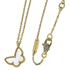 本物 ヴァンクリーフ & アーペル Van Cleef & Arpels スウィート パピヨン マザーオブパール Au750 YG ネックレス イエローゴールド アクセサリー ジュエリー 中古 【フォロー割】