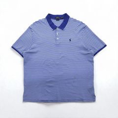 POLO RALPH LAUREN クラシックフィット ボーダー ポロシャツ XL ブルー コットン スモールポニー刺繍