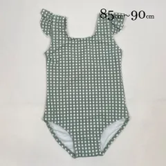 ap7746 Rylee＋Cru ライリーアンドクルー  BABY ベビー 水着 80 18M-24M 85-90cm相当 グリーン チェック柄 フリル  スイムウェア ウエストゴム フリル ワンピース UVカット 18‐24ヶ月