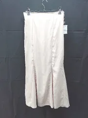 ◇ NICE CLAUP ﾅｲｽｸﾗｯﾌﾟ ウェストゴム バック レースアップ ロング シフォン マーメイド スカート Lサイズ ピンク 女 E  【1301260038666】