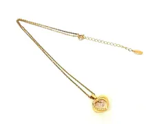 ■美品■ MICHEL KLEIN ミシェルクラン ハート ラインストーン ネックレス ペンダント アクセサリー ピンクゴールド系 DK3922
