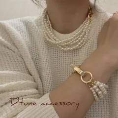 ボリュームパール♥ネックレス＆ブレスレット ゴールド