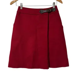 RE241 MACKINTOSH PHILOSOPHY マッキントッシュフィロソフィー スカート ウール ラップスカート 膝丈 レッド 日本製 レディース 36サイズ