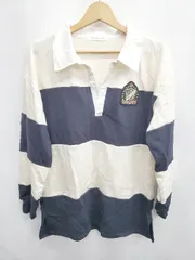 ◇ ⊇ THE SHOP TK 長袖 ラガーシャツ サイズF アイボリー系 ネイビー レディース E  【1411130011733】