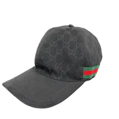 【人気！美品】 GUCCI グッチ GGキャンバス ベースボールキャップ Lサイズ 59cm シェリーライン 200035 601491 帽子 ブラック 黒色 メンズ シンプル オールシーズン ストリートスタイル カジュアル